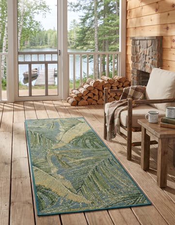 2' x 5' Easy-Clean Botanical Indoor / Outdoor Runner Rug