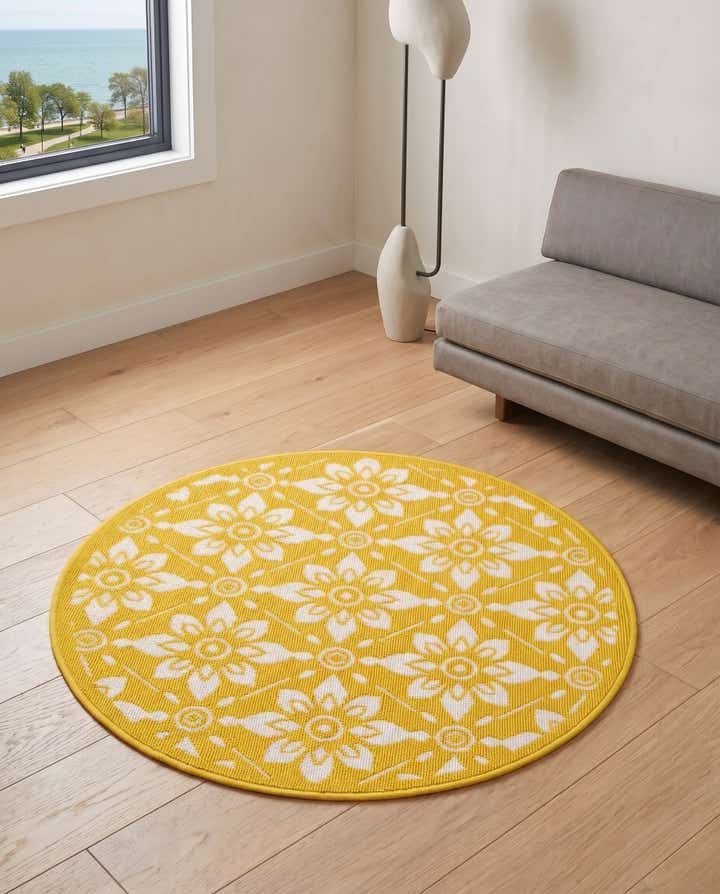 3' x 3' Easy-Clean Lattice Indoor / Outdoor Round Rug