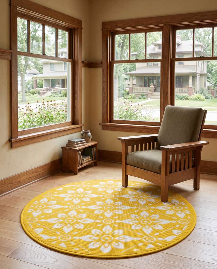 3' x 3' Easy-Clean Lattice Indoor / Outdoor Round Rug