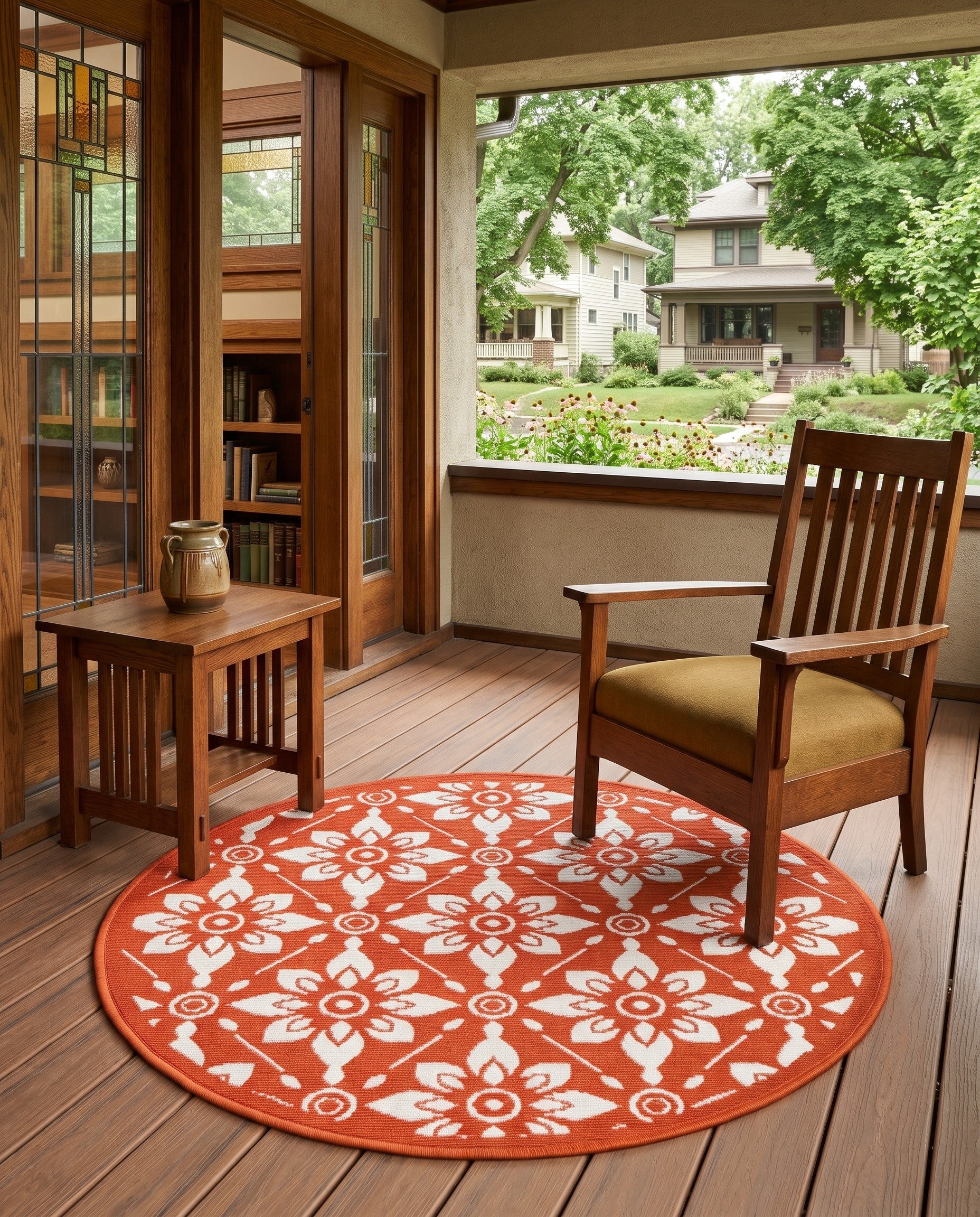 3' x 3' Easy-Clean Lattice Indoor / Outdoor Round Rug