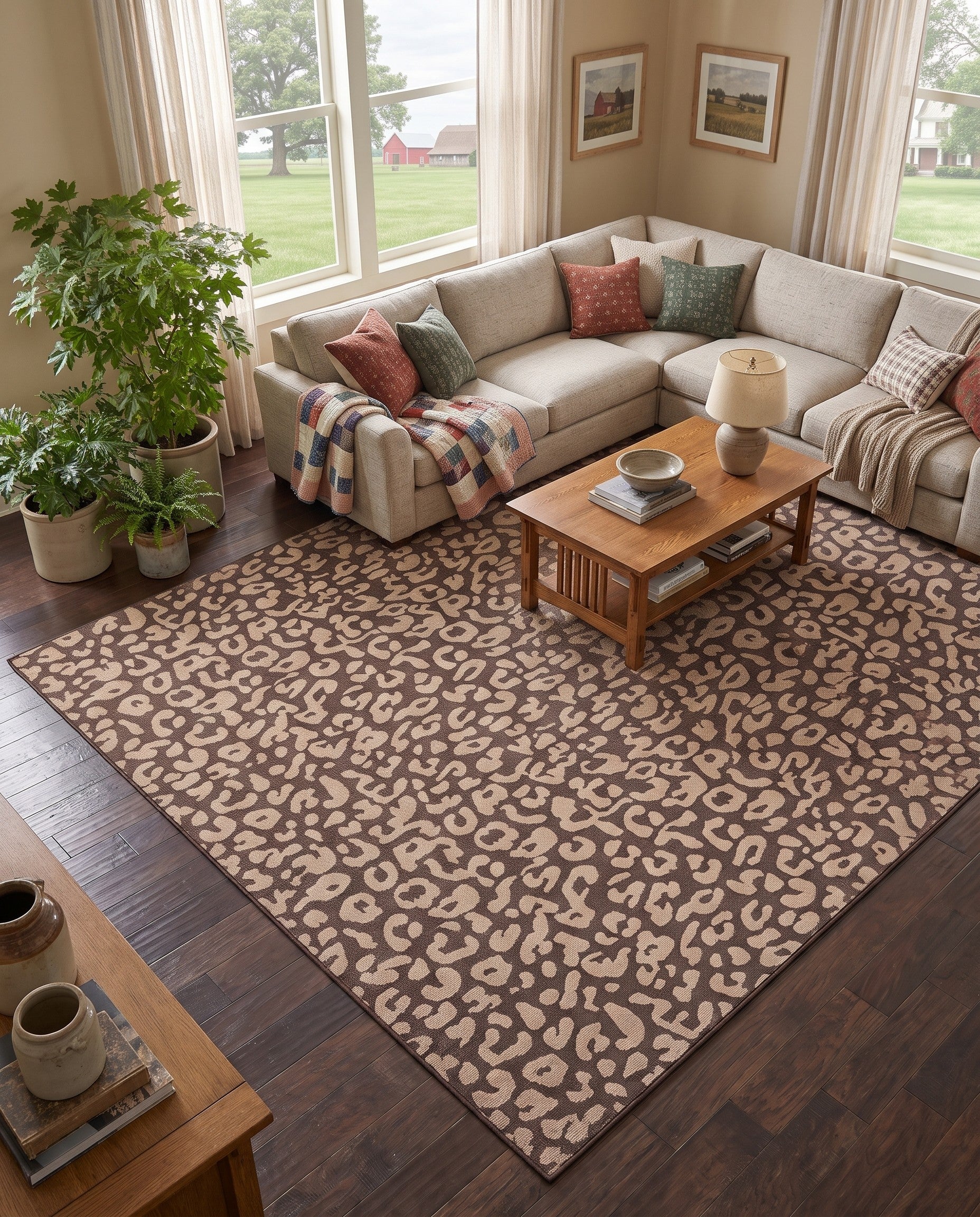 Brown Dunes Square Rug