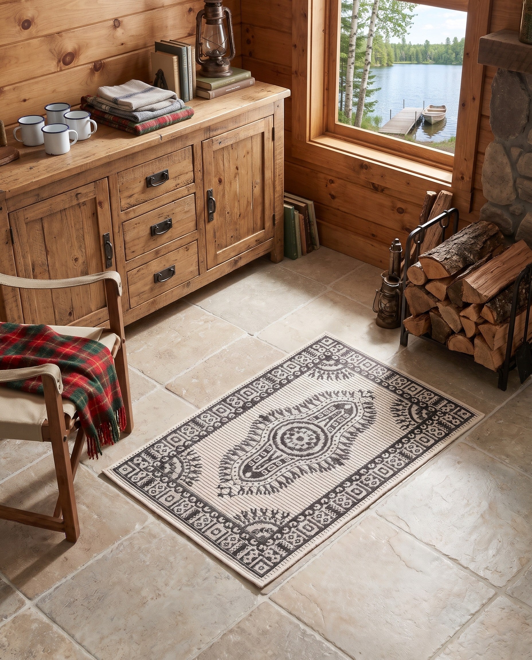 2' x 3' Easy-Clean Bancroft Traditional Indoor / Outdoor Rug