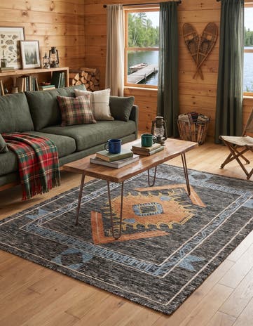 Charcoal Gray Hand Woven Kilim Wool Rug