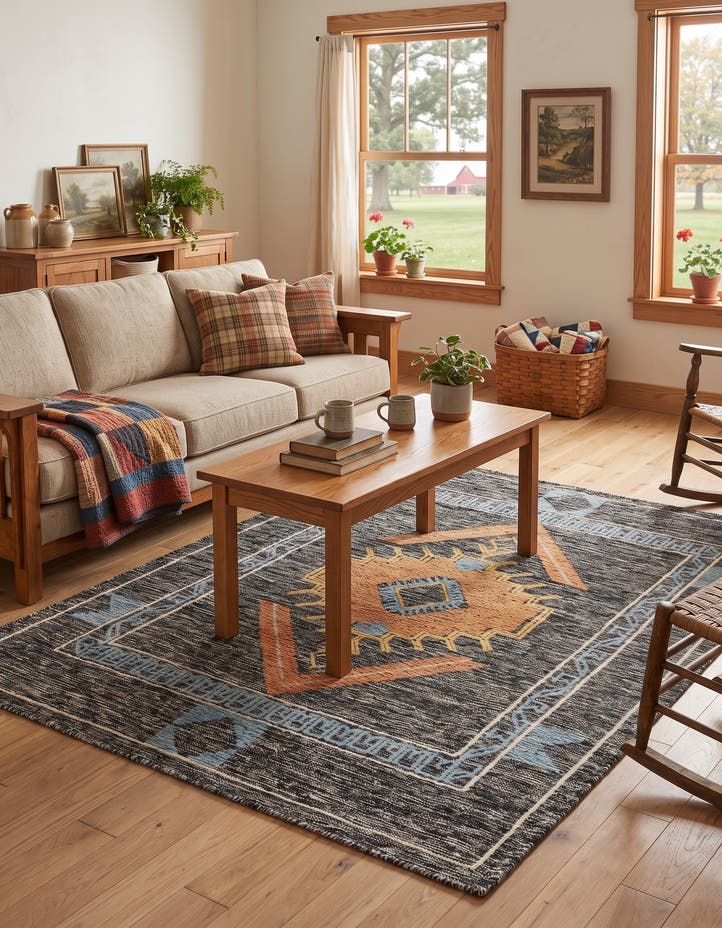 4' 1 x 6' 1 Hand Woven Kilim Wool Rug