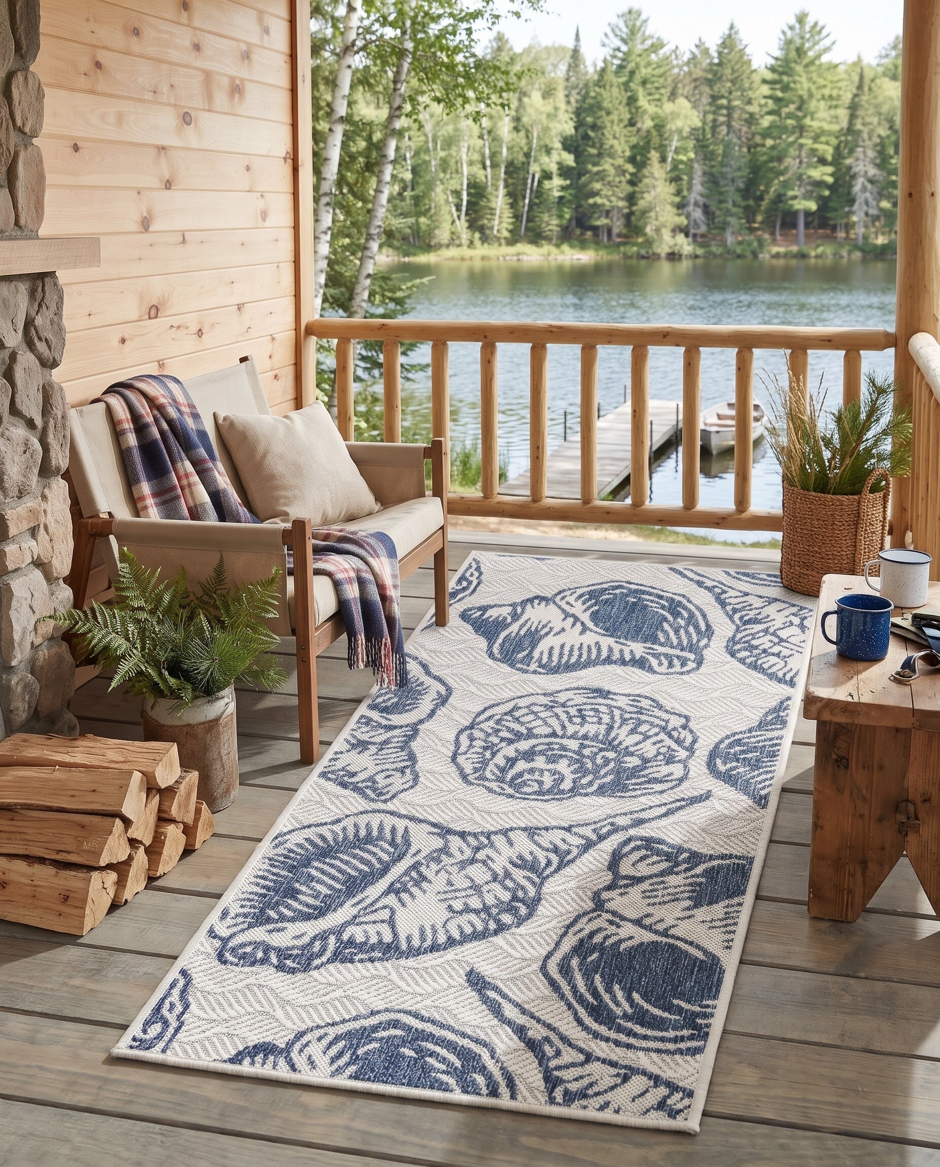 2' x 5' 3 Easy-Clean Coastal Indoor / Outdoor Runner Rug