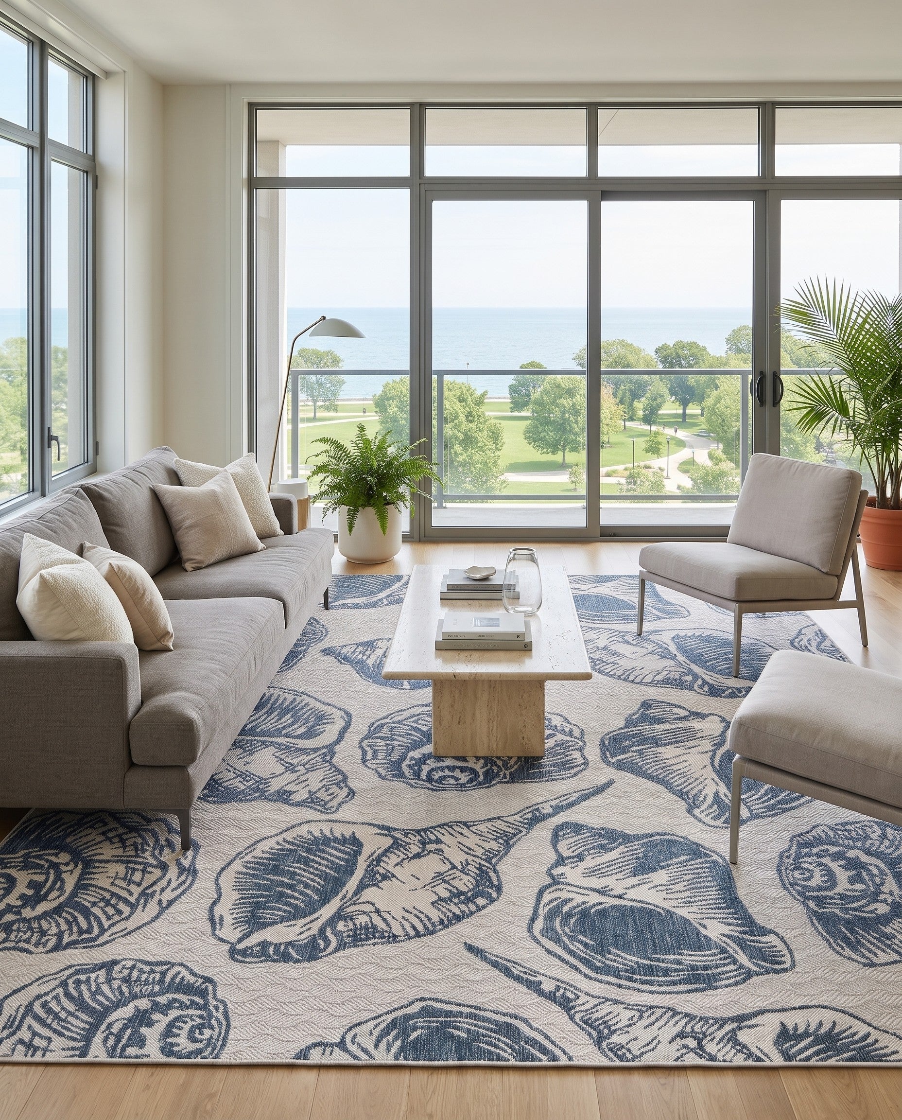 7' 10 x 10' Easy-Clean Coastal Morrow Indoor / Outdoor Rug