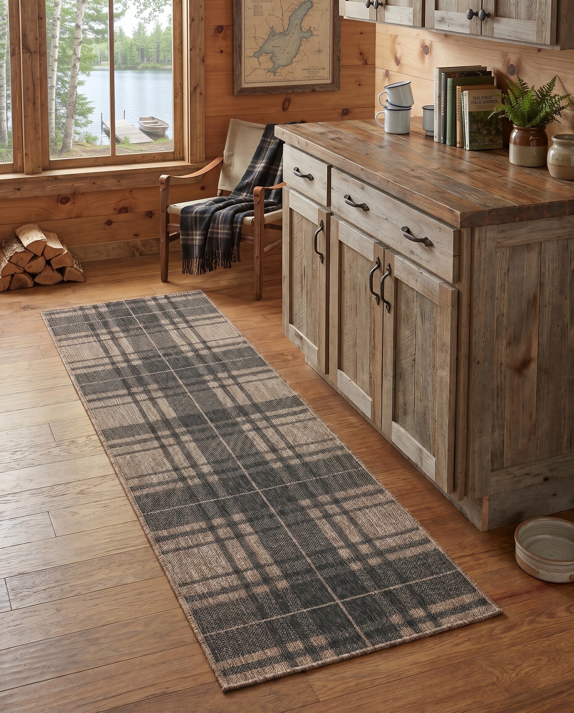 2' x 8' Easy-Clean Checkered Indoor / Outdoor Runner Rug