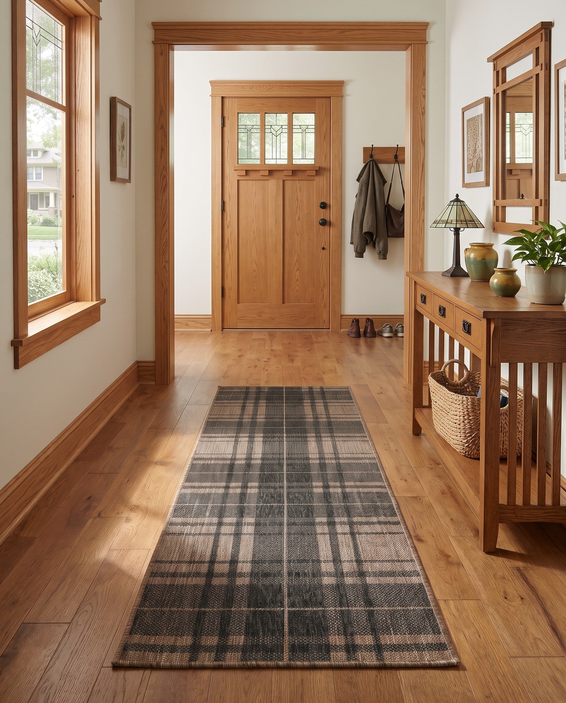 2' x 8' Easy-Clean Checkered Indoor / Outdoor Runner Rug