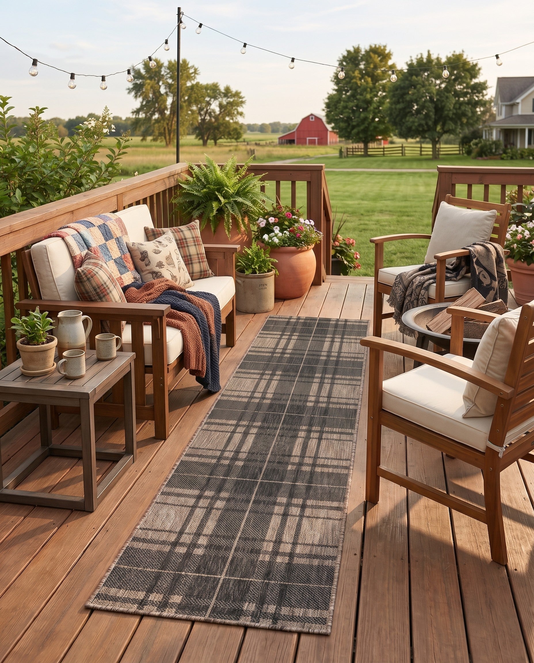 2' x 8' Easy-Clean Checkered Indoor / Outdoor Runner Rug