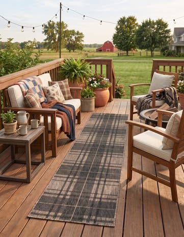 2' x 8' Easy-Clean Checkered Indoor / Outdoor Runner Rug