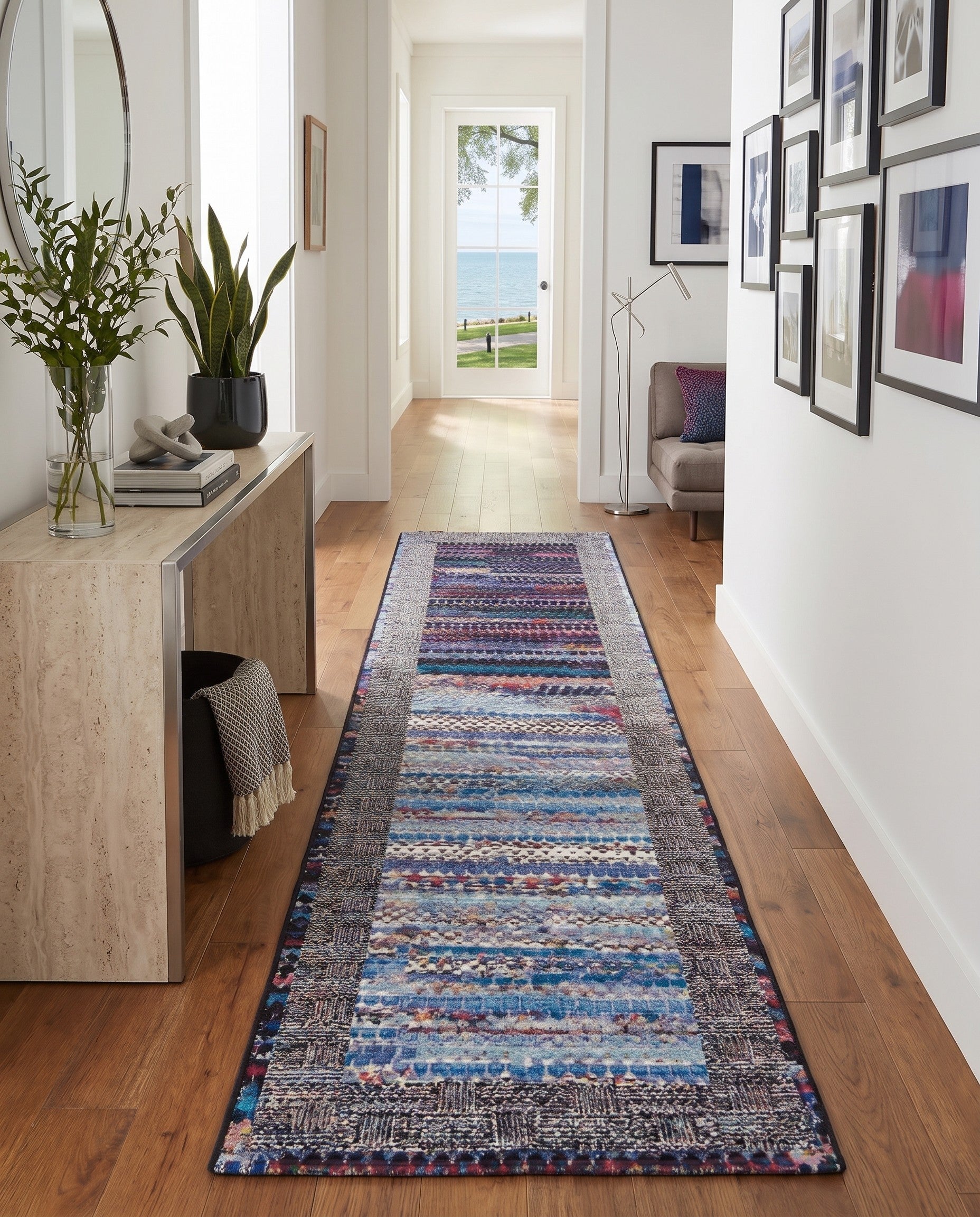 2' 7 x 10' Easy-Clean Weatherly Modern Indoor / Outdoor Runner Rug