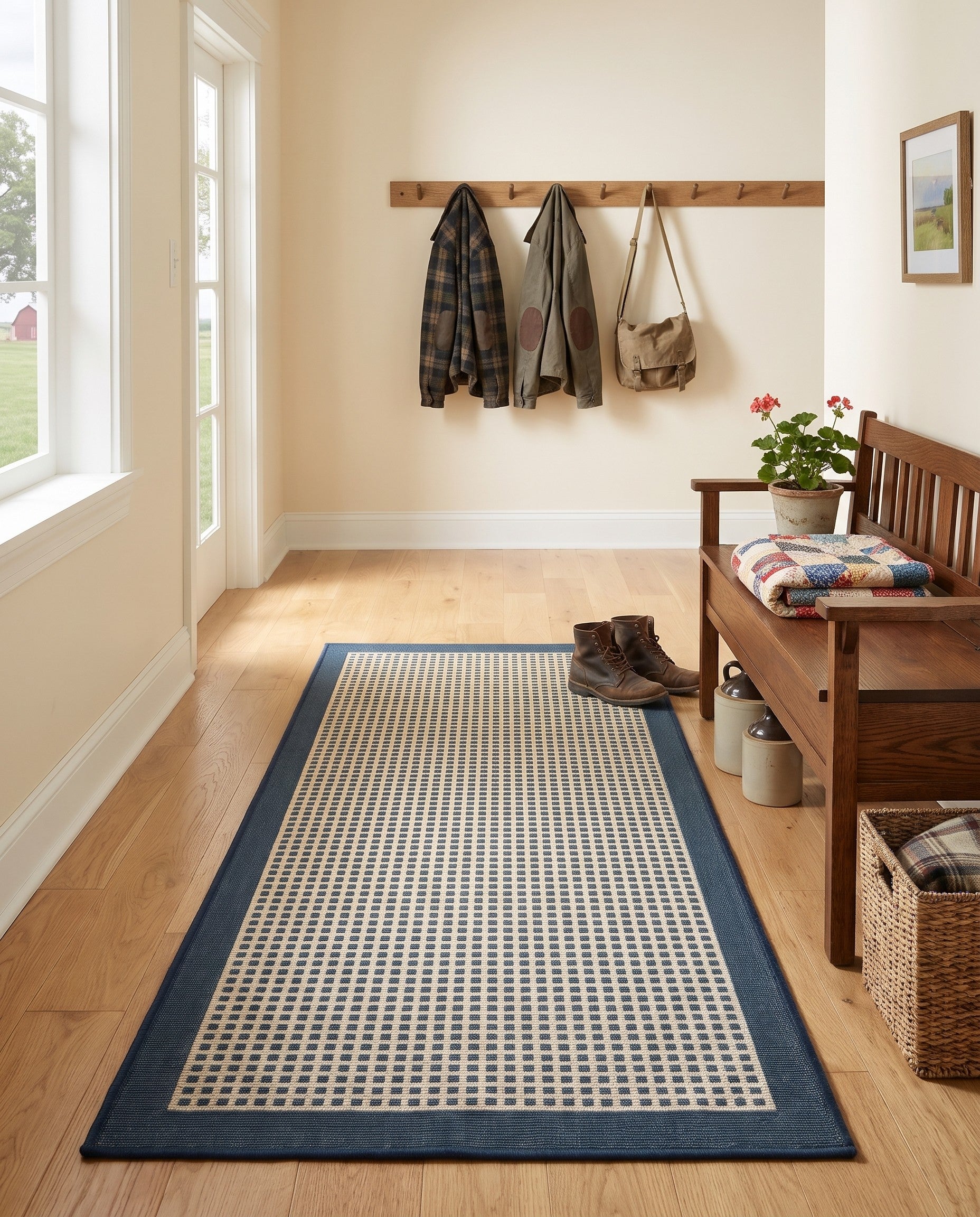2' x 6' Easy-Clean Border Indoor / Outdoor Runner Rug