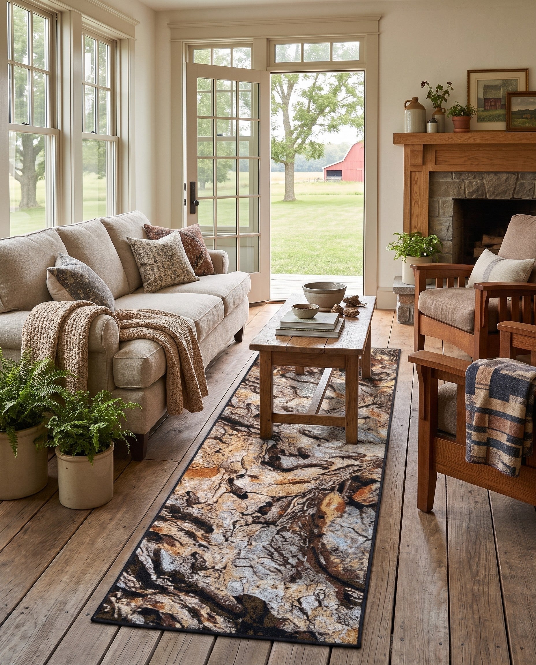 Easy-Clean Modern Indoor / Outdoor Runner Rug