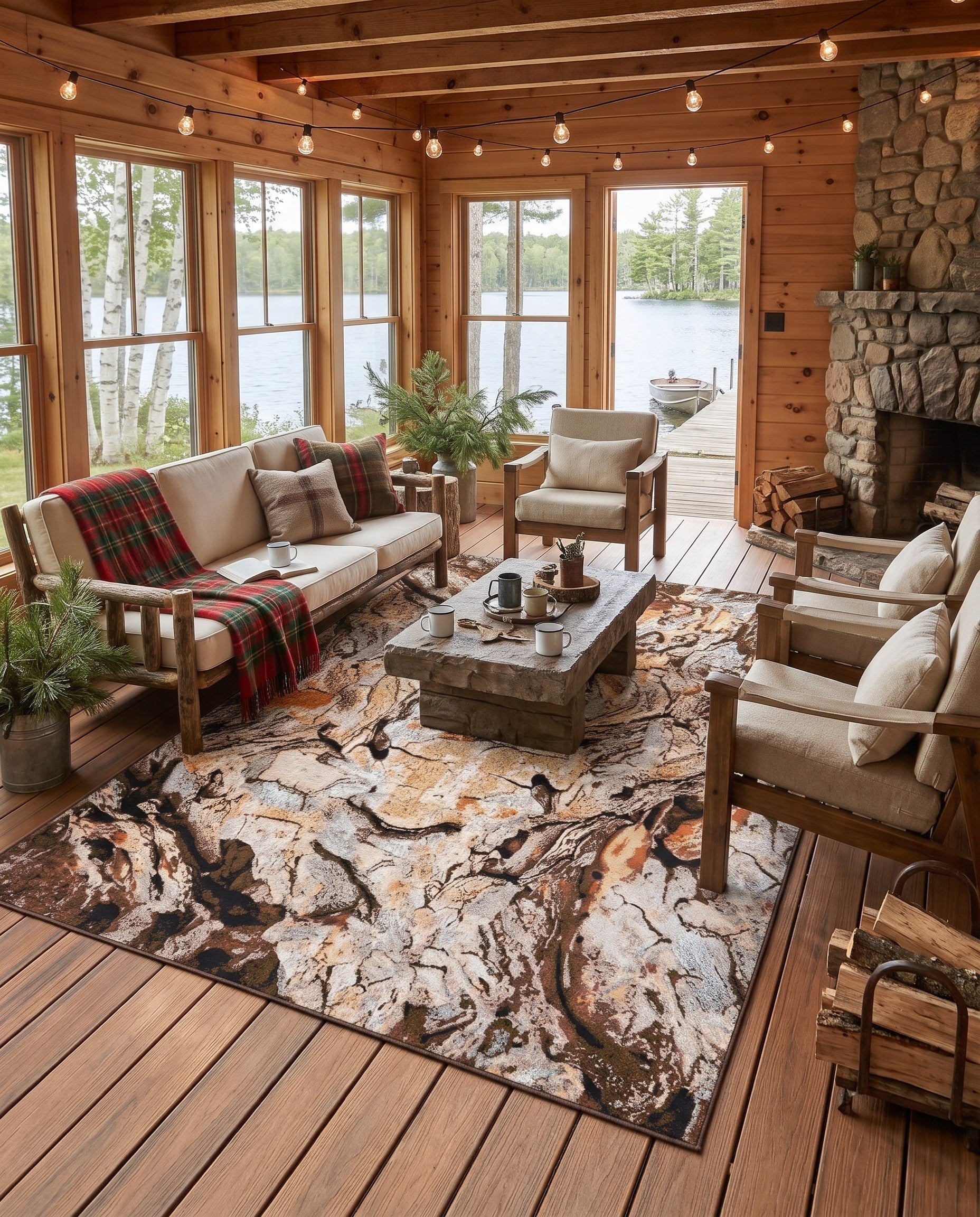 9' x 12' Easy-Clean Modern Indoor / Outdoor Rug