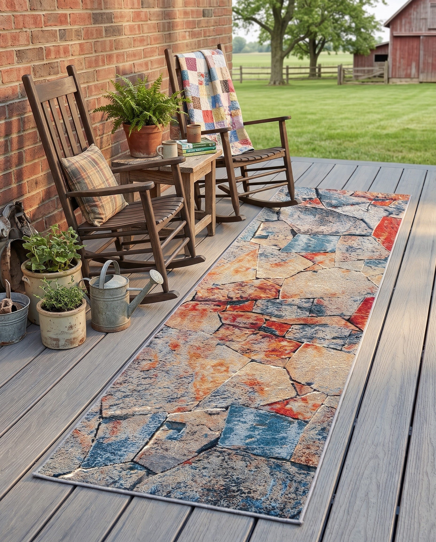 2' 7 x 10' Easy-Clean Modern Indoor / Outdoor Runner Rug