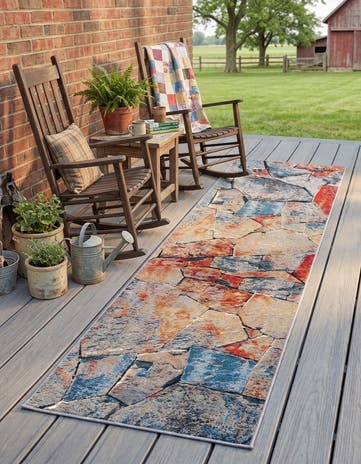 2' 7 x 10' Easy-Clean Modern Indoor / Outdoor Runner Rug