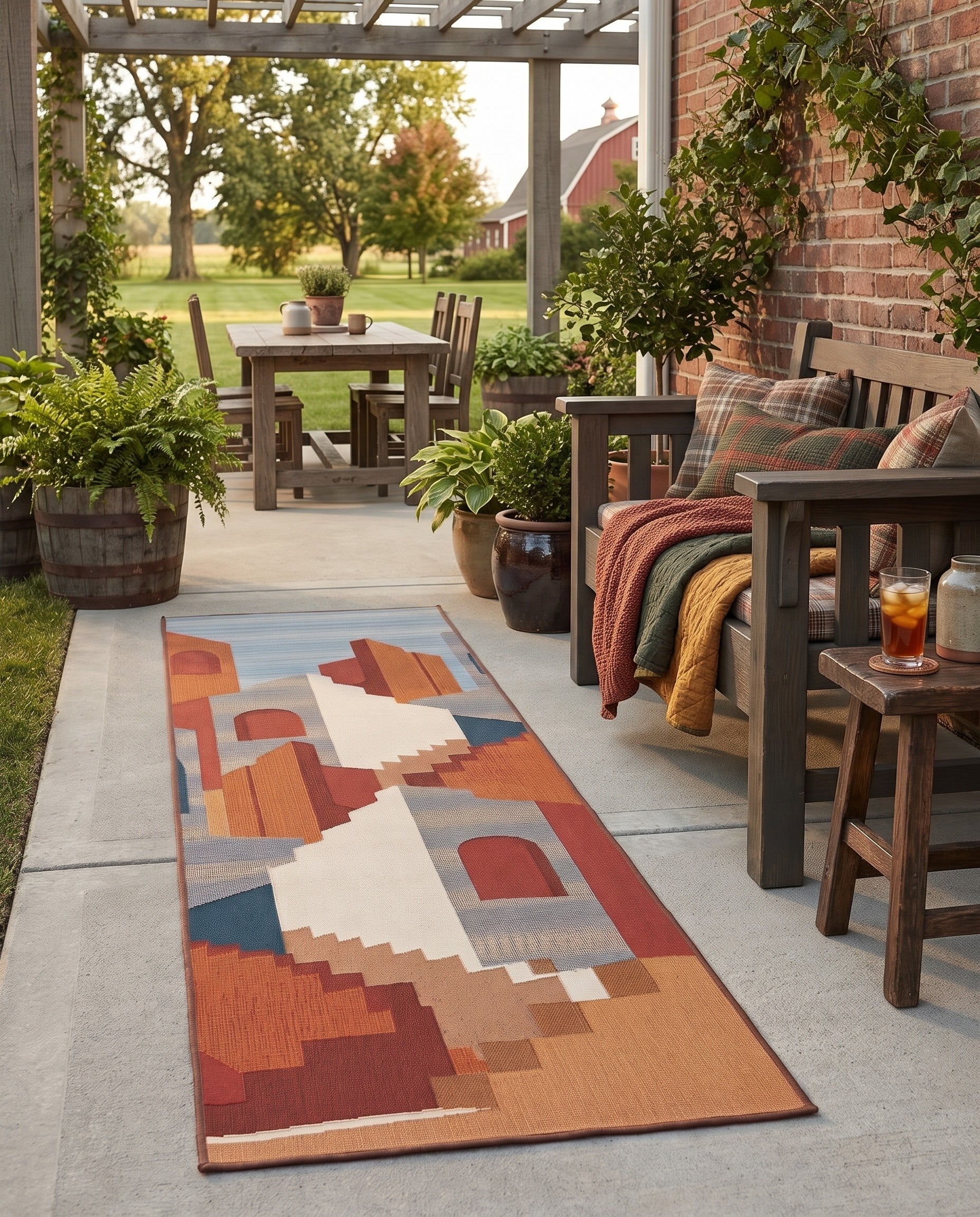 Easy-Clean Modern Indoor / Outdoor Runner Rug