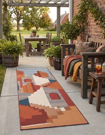 Easy-Clean Modern Indoor / Outdoor Runner Rug
