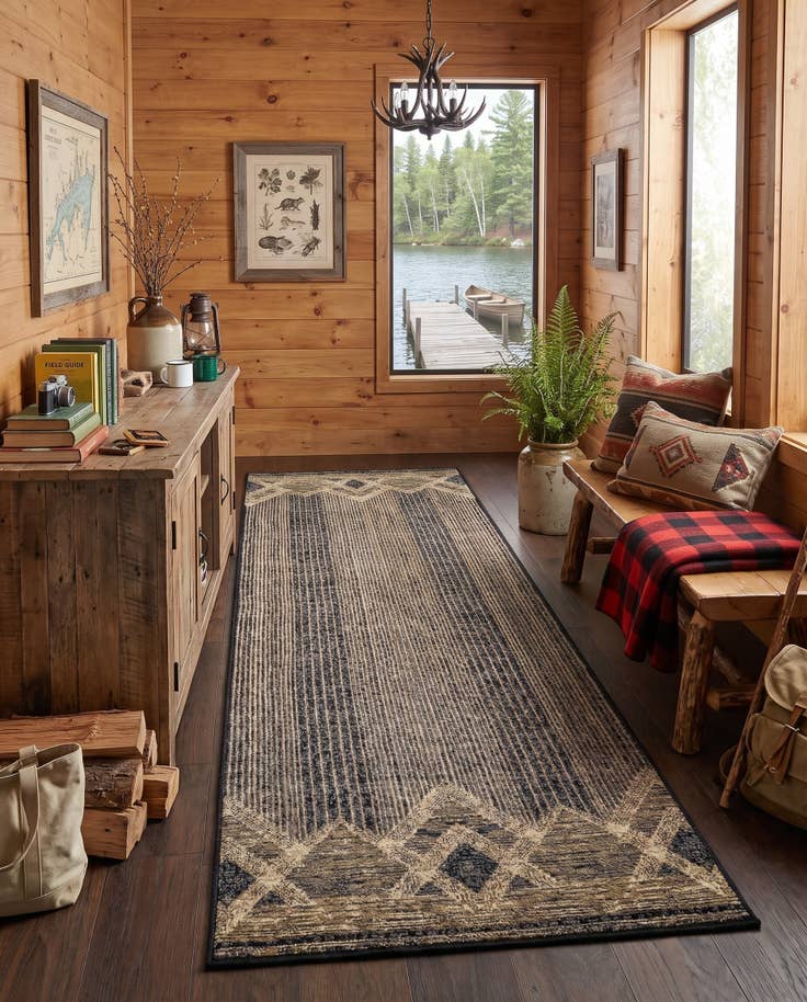 Detail image of 2' 7 x 10' Easy-Clean Modern Indoor / Outdoor Runner Rug