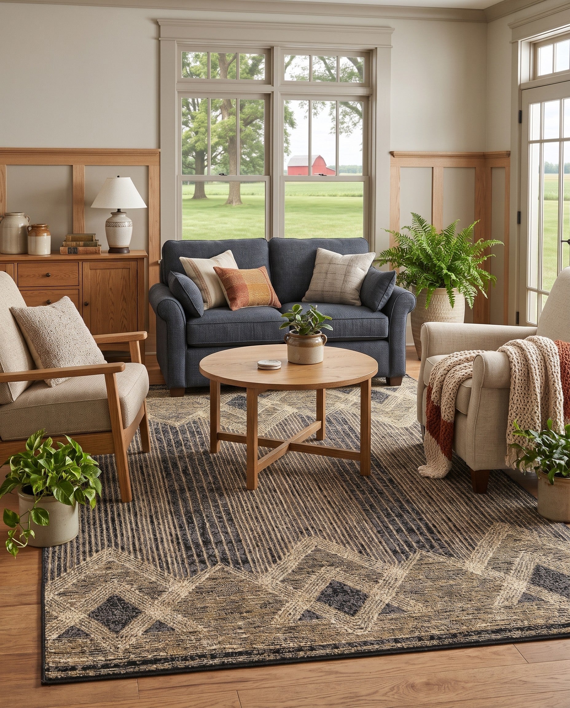 Charcoal Gray Easy-Clean Modern Indoor / Outdoor Rug