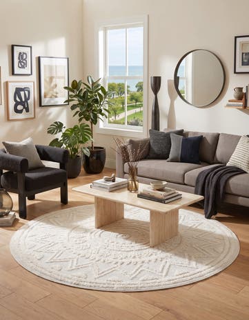 Ivory Boho Round Rug
