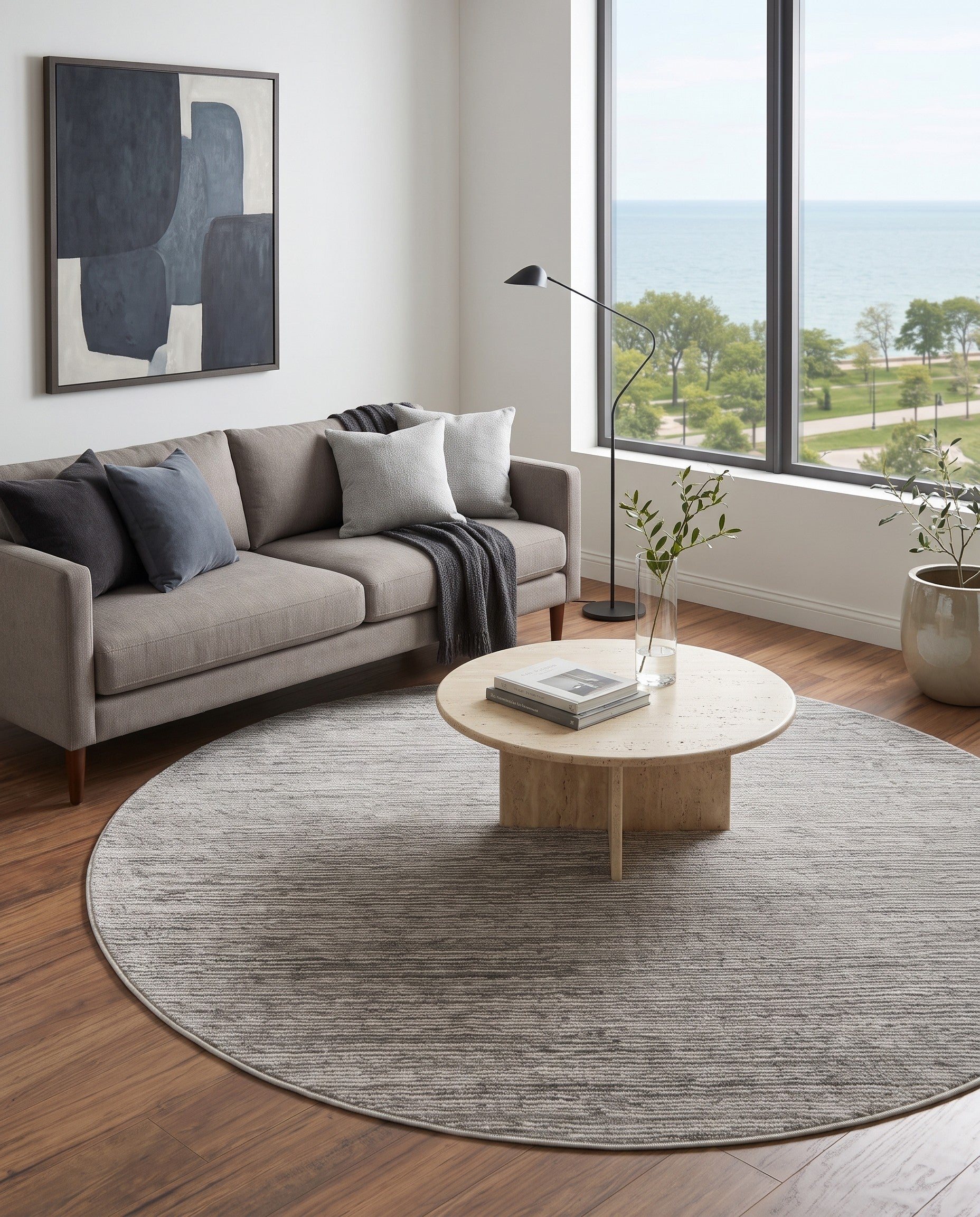 Gray Finsbury Round Rug