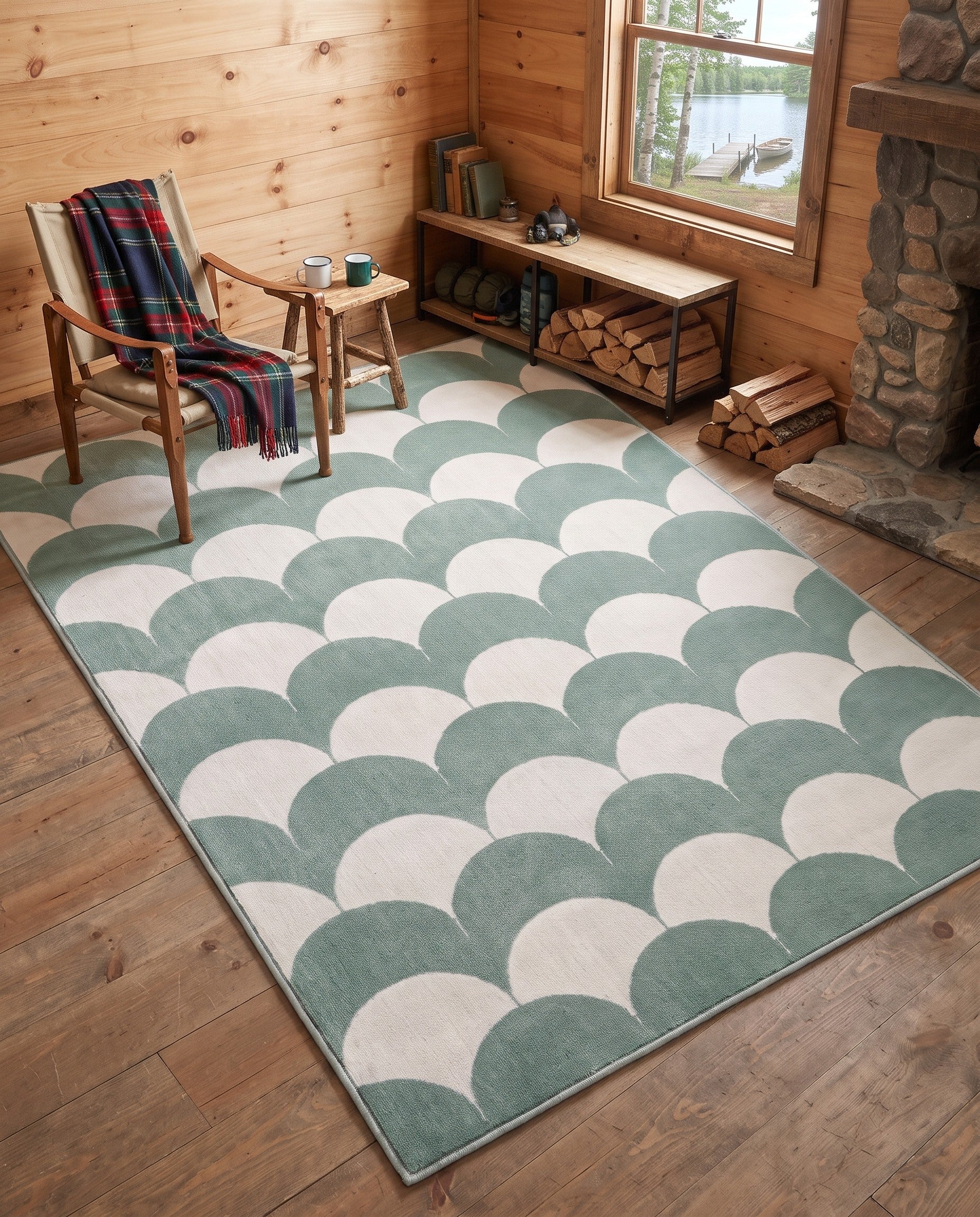 Soft Green Whimsy Kids Rug