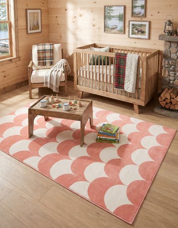 Soft Coral Pink Whimsy Kids Rug