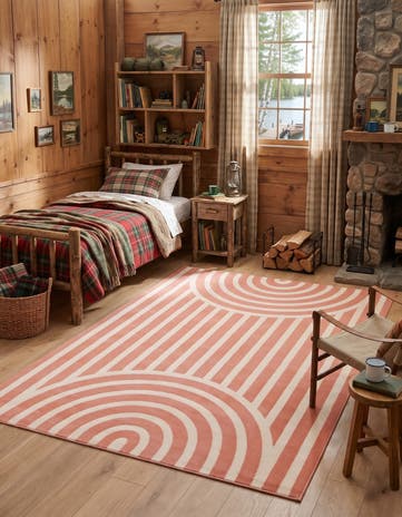 Soft Coral Pink Whimsy Kids Rug