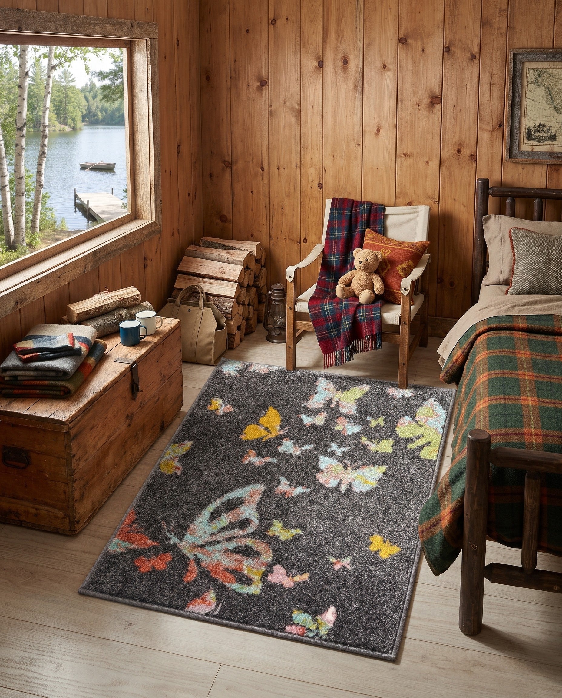 Charcoal Gray Whimsy Kids Rug