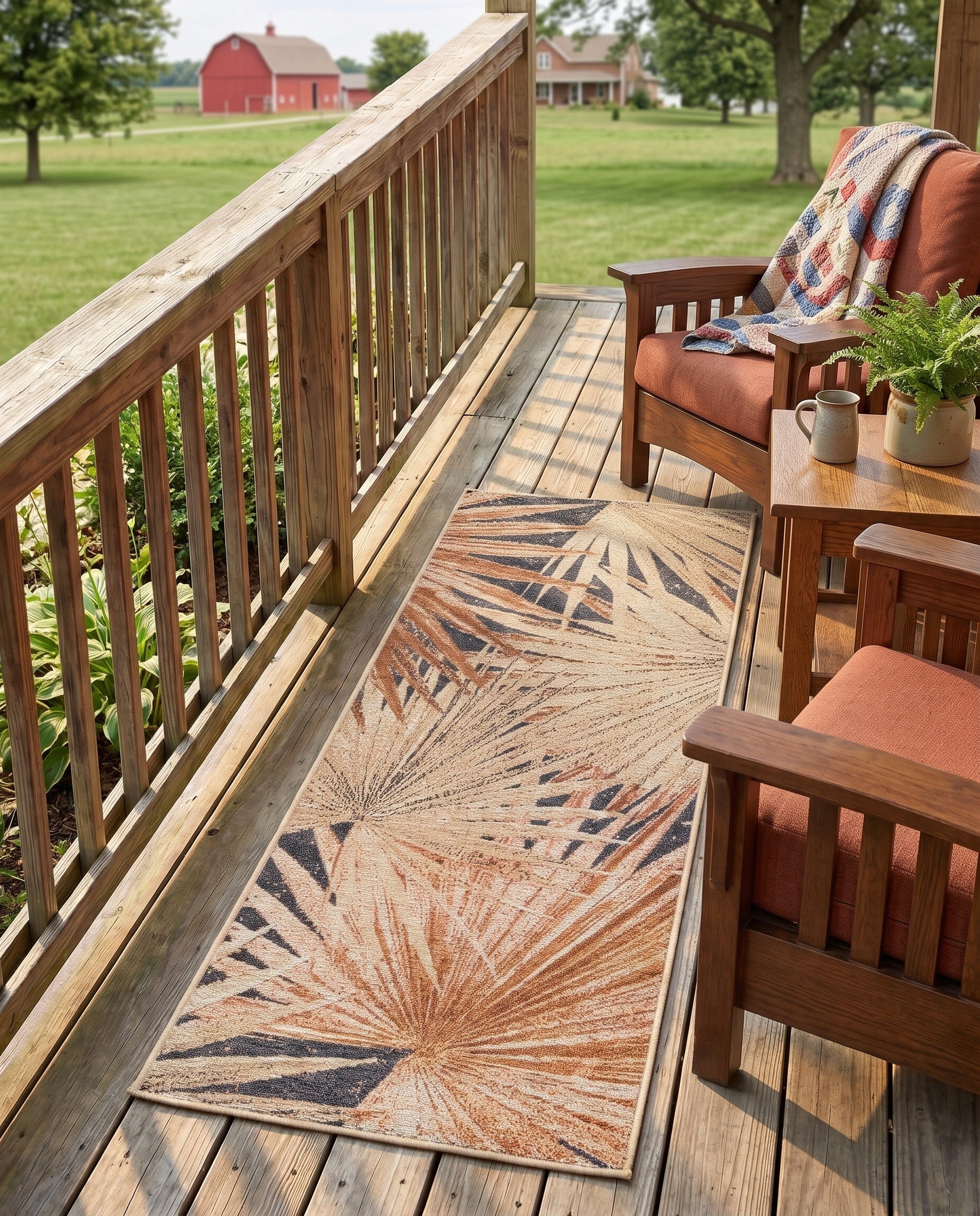 2' x 5' Easy-Clean Botanical Indoor / Outdoor Runner Rug