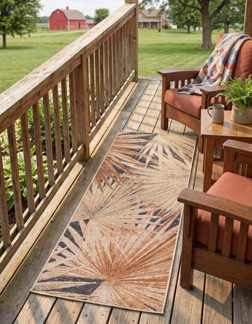 2' x 5' Easy-Clean Botanical Indoor / Outdoor Runner Rug