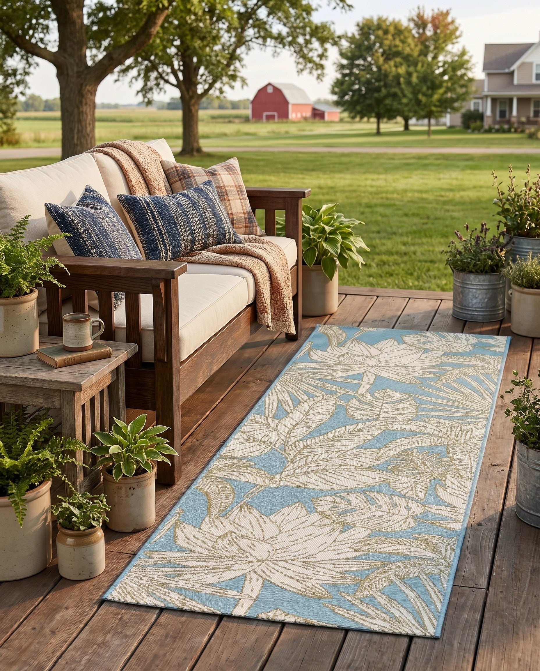 2' x 6' Easy-Clean Botanical Indoor / Outdoor Runner Rug