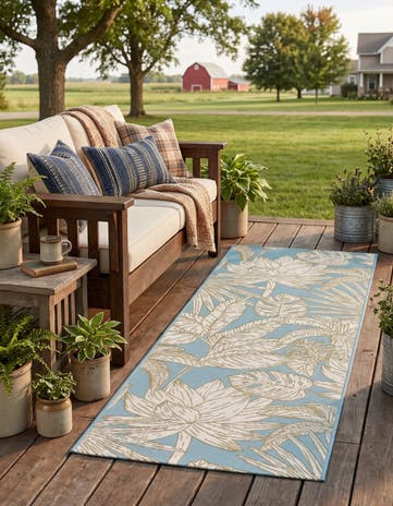2' x 6' Easy-Clean Botanical Indoor / Outdoor Runner Rug