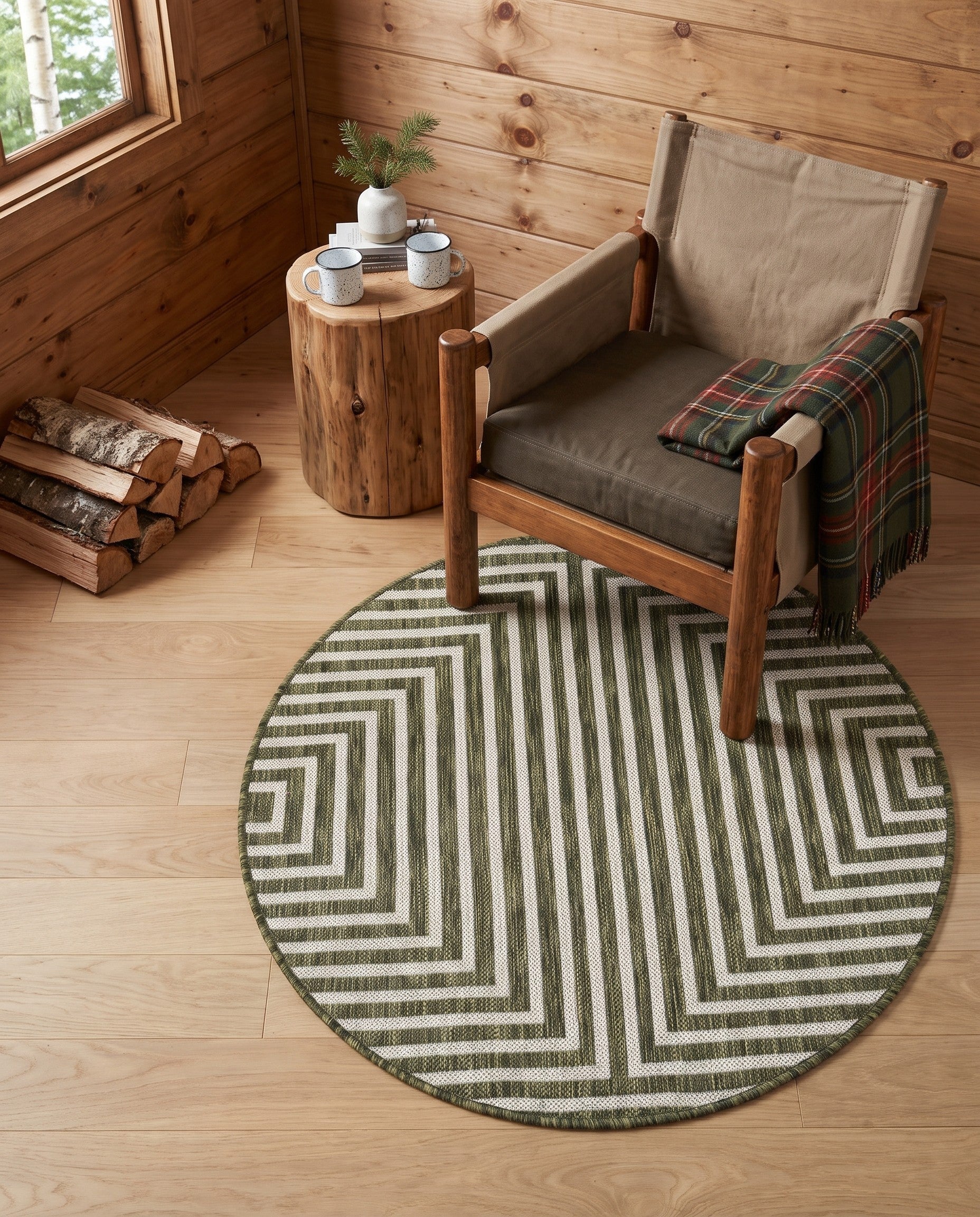 3' x 3' Easy-Clean Modern Indoor / Outdoor Round Rug