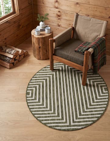 3' x 3' Easy-Clean Modern Indoor / Outdoor Round Rug