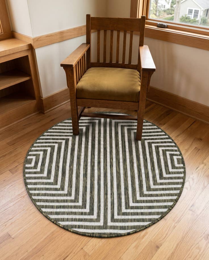 Detail image of 3' x 3' Easy-Clean Modern Indoor / Outdoor Round Rug