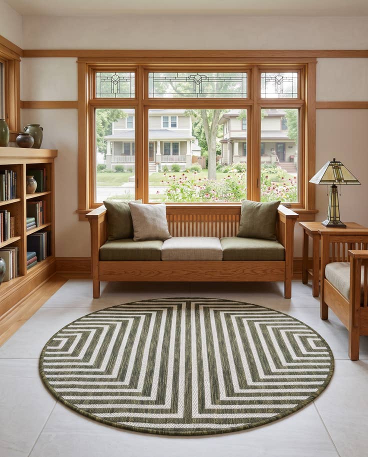 Detail image of 3' x 3' Easy-Clean Modern Indoor / Outdoor Round Rug