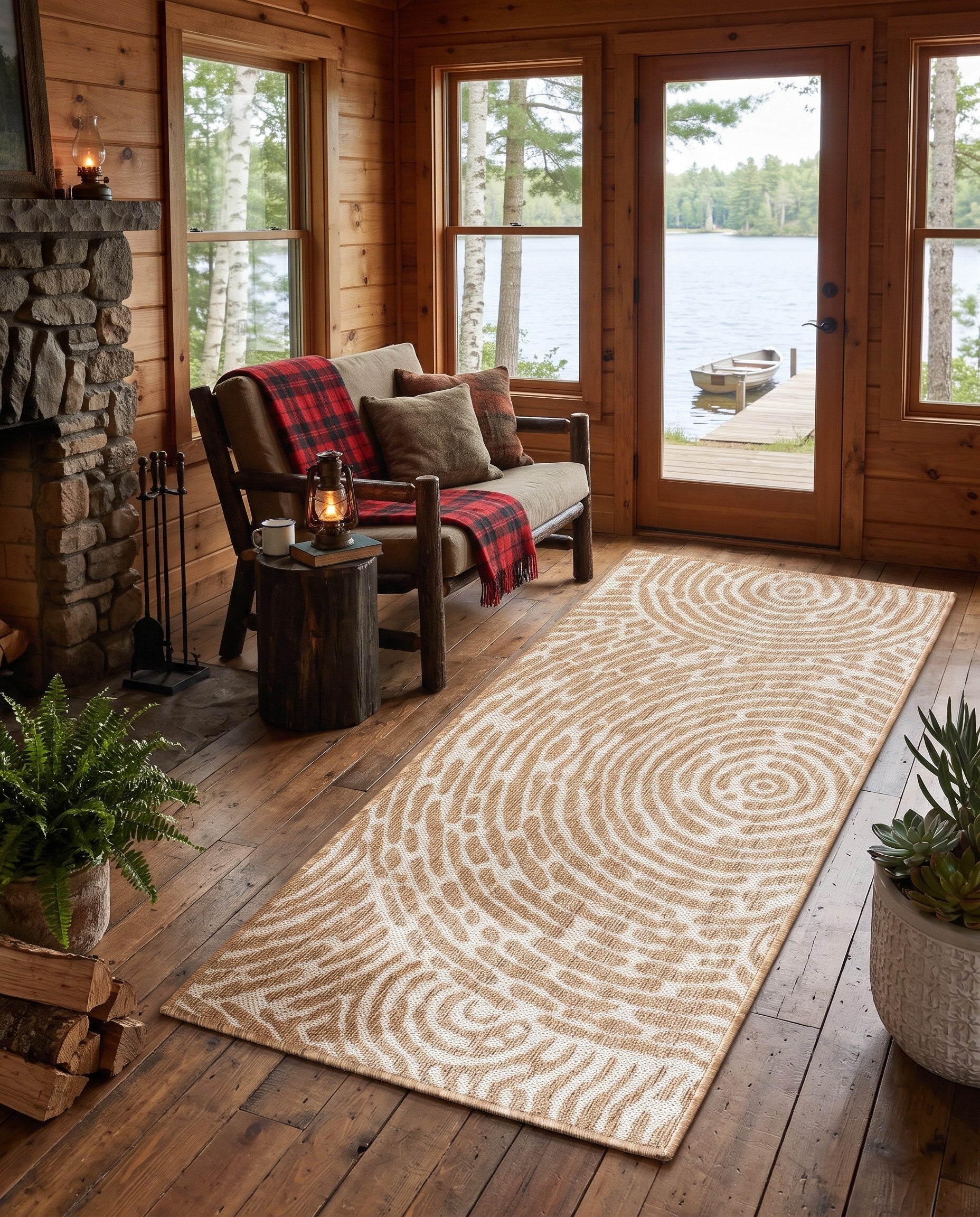 Taupe Easy-Clean Modern Indoor / Outdoor Runner Rug