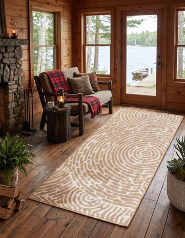 Taupe Easy-Clean Modern Indoor / Outdoor Runner Rug