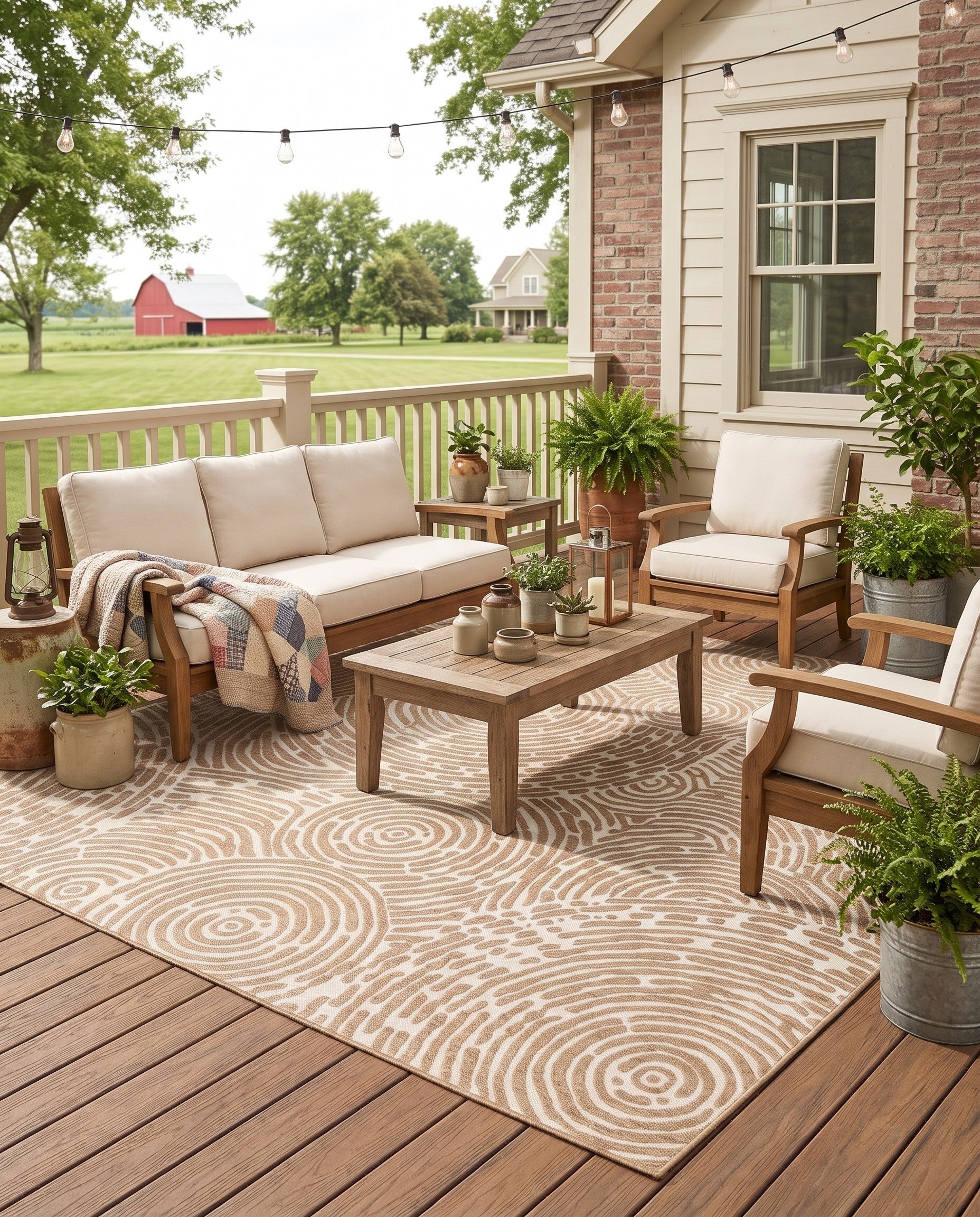 Taupe Easy-Clean Modern Indoor / Outdoor Rug