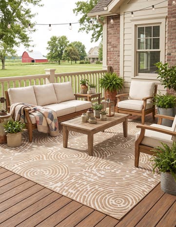 Taupe Easy-Clean Modern Indoor / Outdoor Rug