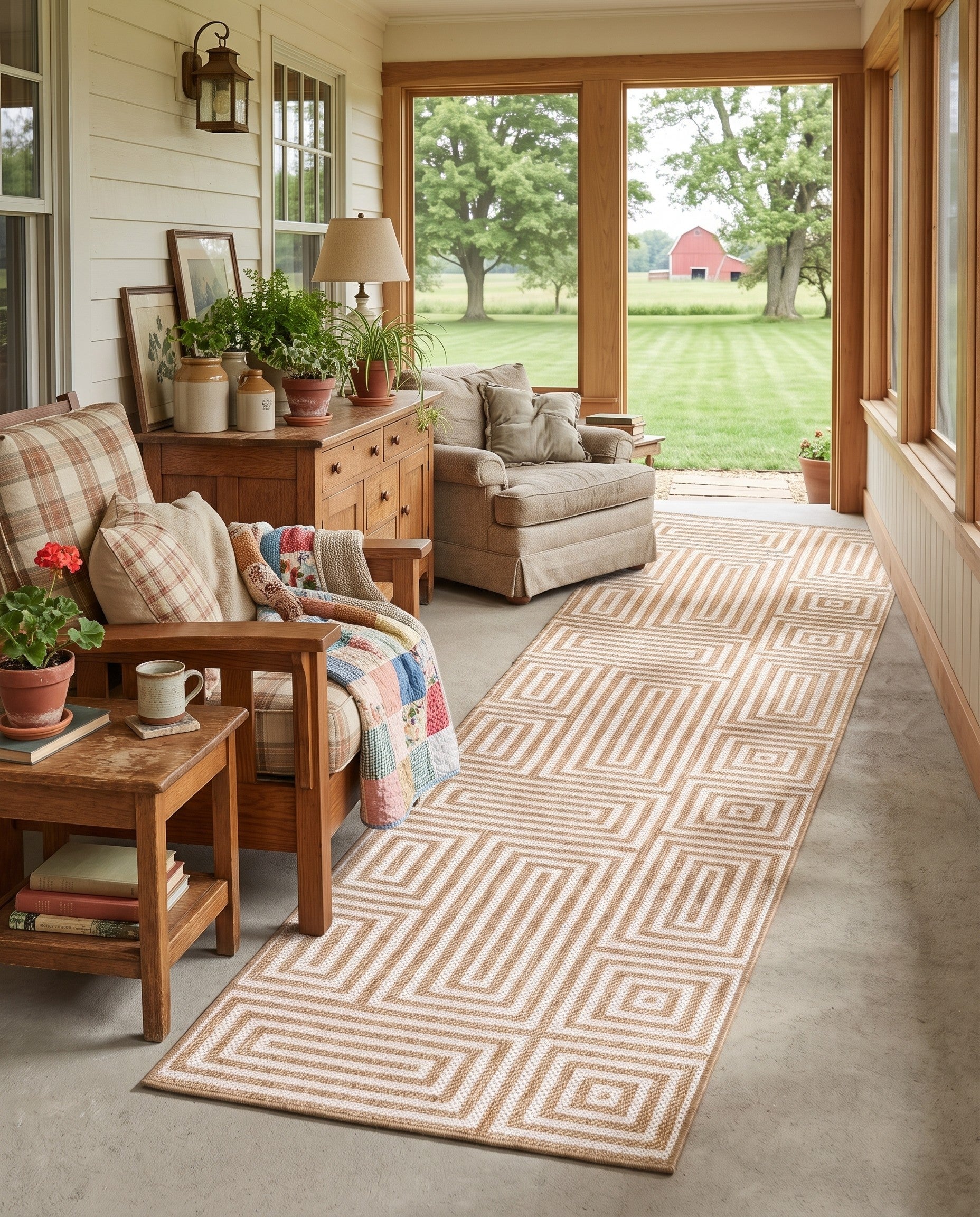 2' 7 x 12' Easy-Clean Modern Indoor / Outdoor Runner Rug