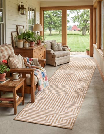 2' 7 x 12' Easy-Clean Modern Indoor / Outdoor Runner Rug