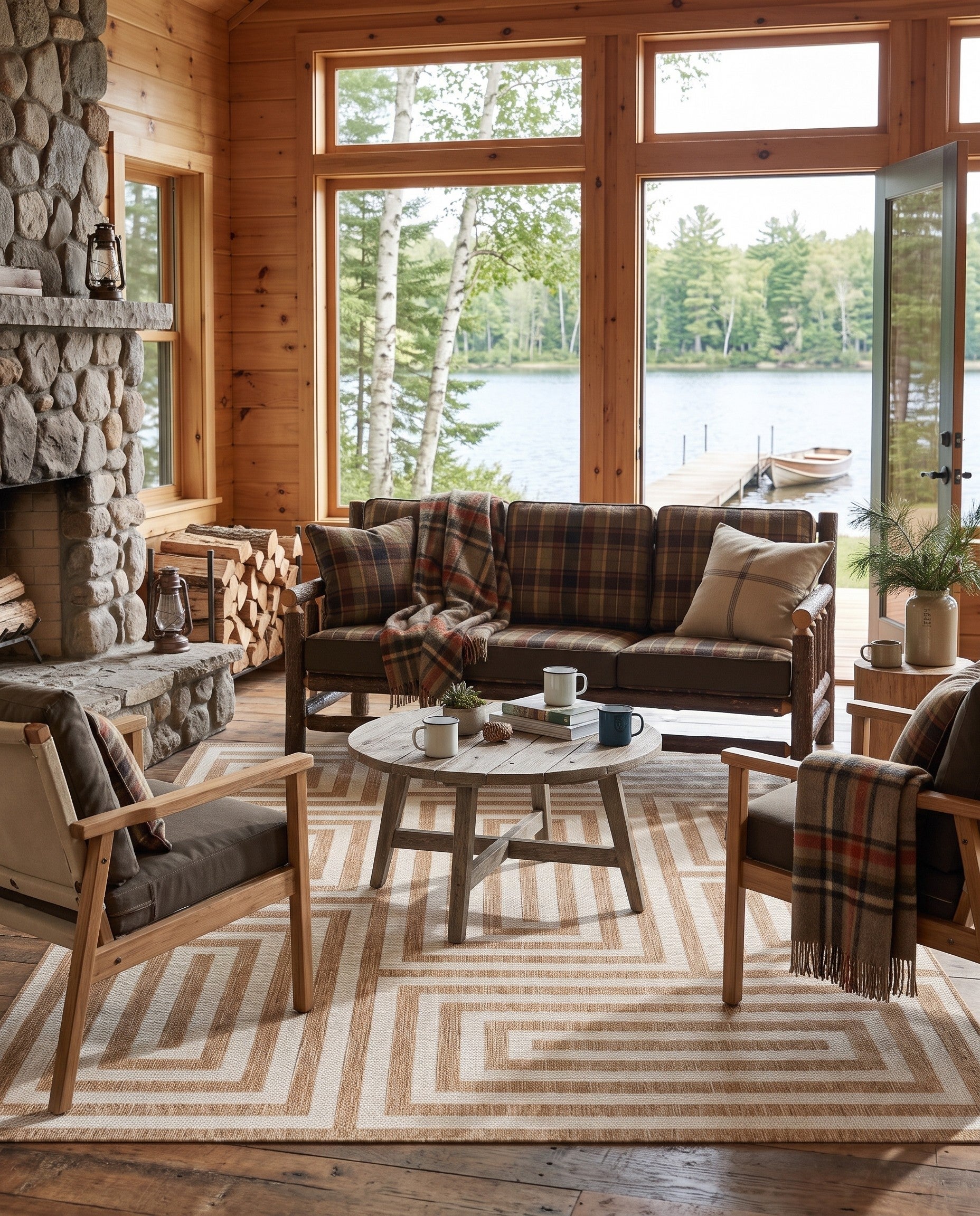 Taupe Easy-Clean Modern Indoor / Outdoor Rug