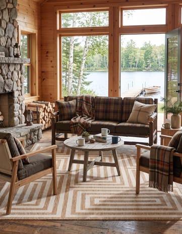 Taupe Easy-Clean Modern Indoor / Outdoor Rug