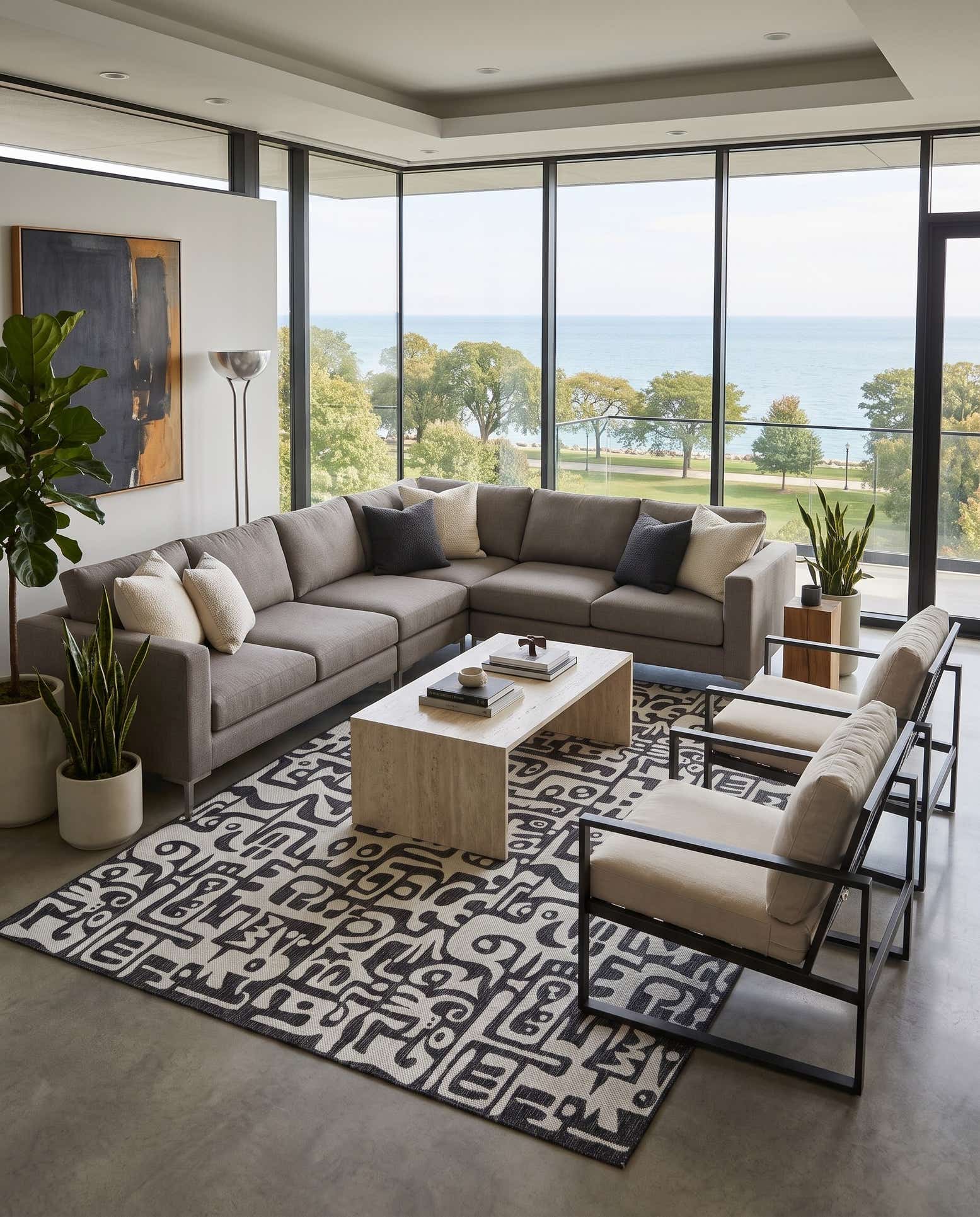 10' x 14' Easy-Clean Tidewater Modern Indoor / Outdoor Rug