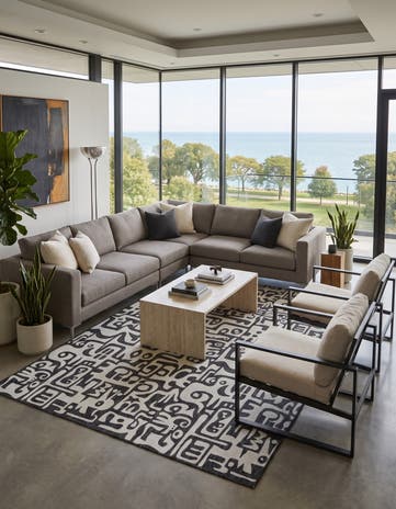 10' x 14' Easy-Clean Modern Indoor / Outdoor Rug