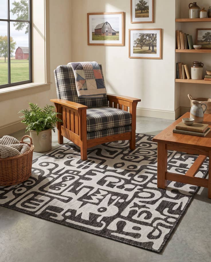Detail image of 5' 3 x 7' Easy-Clean Tidewater Modern Indoor / Outdoor Rug