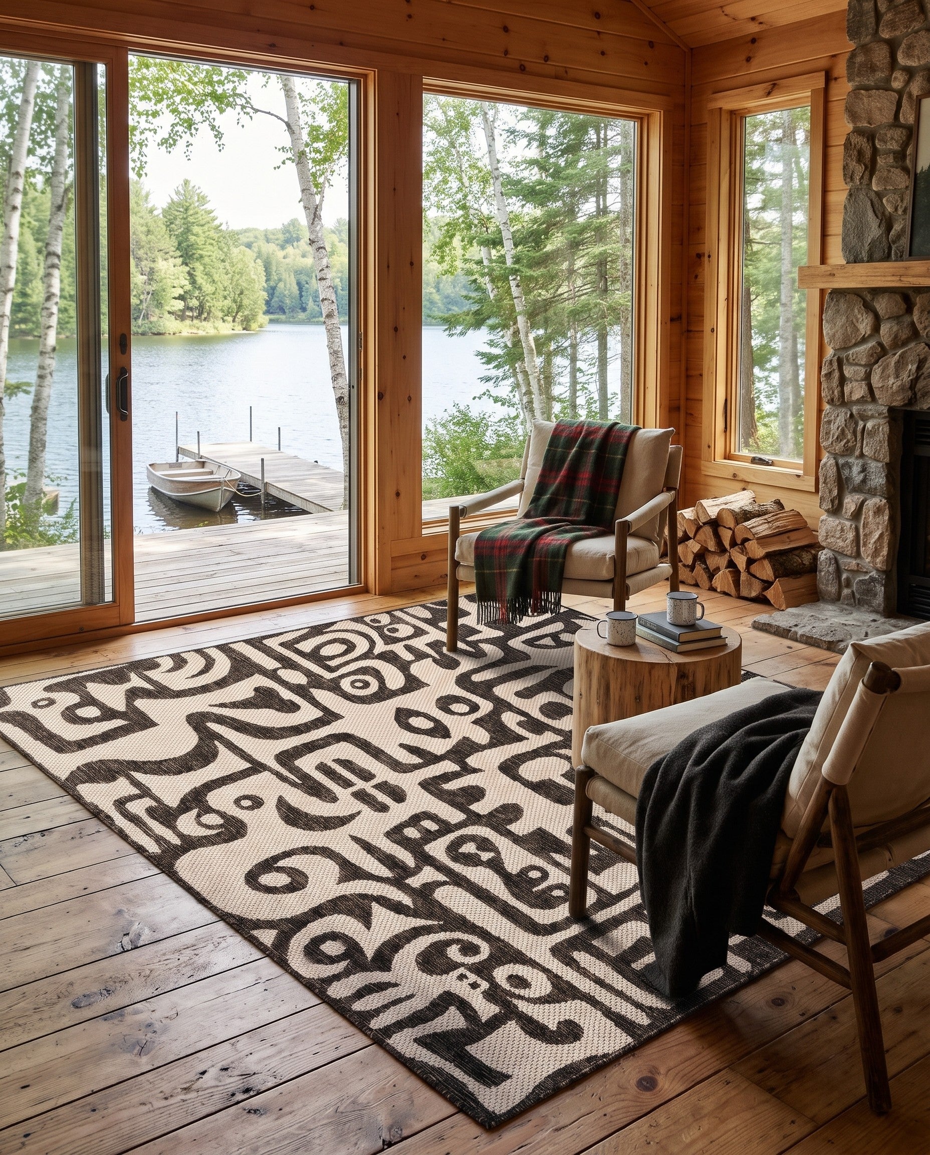 5' 3 x 7' Easy-Clean Tidewater Modern Indoor / Outdoor Rug
